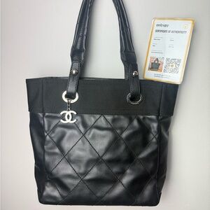 Chanel Black Quilted Leather Tote